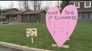 Cortland neighbors put up encouraging messages to thank area’s first responders