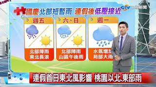 【志耕氣象報報】連假首日東北風影響 桃園以北.東部雨│中視午間氣象 20201009