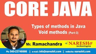 Core Java Tutorial | Types of methods in Java Void methods Part-3 | By Mr.Ramachandra