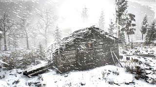 BLIZZARD at cabin in Lapland. SNOWSTORM 2024 for sleeping and howling winds. Intense winter 2024