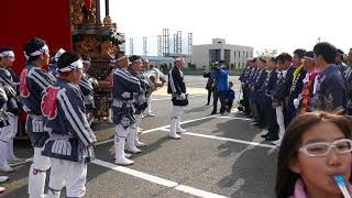 常滑祭・常滑地区祭礼2018 日　P1040472　北条・神明車　市役所西駐車場入り