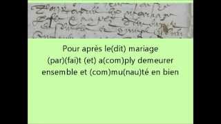 Généalogie Initiation 61 à la Paléographie, enchaînements de lettres pour former des mots