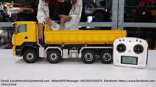 Ultimate 1/14 scale 8x8 Hydraulic Roll on Dump truck Review! With double diffs!