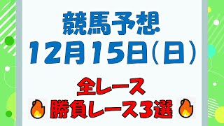 【競馬予想】１２月１５日（日）全レース予想／厳選３レース(平場予想・重賞予想)