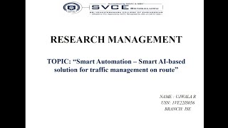 RM: Smart automation Smart AI based solution for traffic management