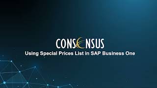 Using Special Prices List in SAP Business One