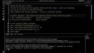 Day 49 Openpyxl (Pt 1) - Creating Workbooks & Worksheets in Python: Day 49 of 100 Days of Code