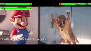 The Super Mario Bros. Movie (2023) Bathroom Disaster Scene with healthbars