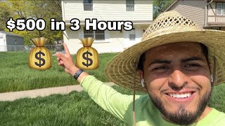 HOW TO MAKE $500 MOWING LAWNS ( LAWN CARE VLOG )