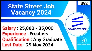 State Street Job Vacancy 2024 | Full Time Jobs | Core Operations Associate Jobs | MBA Jobs