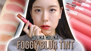 홀리카홀리카 포기블러 틴트 내돈내산 전색상 리뷰\u0026발색🤍 가을립추천❕❕ㅣFOGGY BLUR TINT