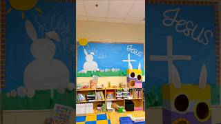 Easter Bulletin Board 🐣🩵 pt. 2 #christiangirl #teacherlife #bulletinboard #easter #heisrisen