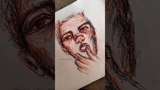 Drawing portrait by scribbling🔴| Scribble art | Daily sketches #art #shortsfeed #shorts #ytshorts