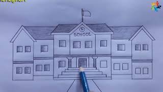 How to draw School Scenery || My School Art || Pencil Sketch