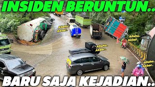 BERDUK4 KEMBALI.. !!! INSIDEN BERUNTUN, 2 Truk Terguling \u0026 Terbalik Di Tanjakan Sitinjau Lauik Curam