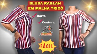 Como fazer BLUSA RAGLAN EM MALHA TRICÔ-@AtelierSilviaCarvalho