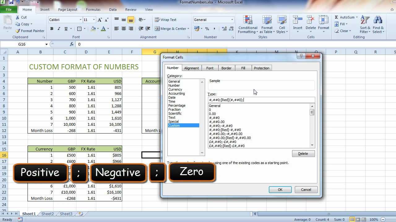 How To Custom Format Numbers In Excel - YouTube