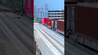 #4072レ イメージ N-scale model, Sea container freight cars. 海上コンテナ Nゲージ  EF65 PF 鉄道模型 #shorts #short