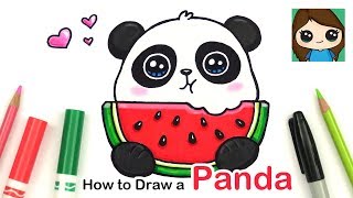 How to Draw a Panda Eating Watermelon Easy | Summer Art Series #6