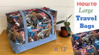 how to sew a large travel bags tutorial. sewing diy a large travel bags tutorial. denim travel bags