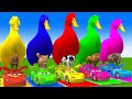 5 Giant Duck Cartoon,Cow,Mammoth,Dog,T-Rex,Lion,Tiger Paint Wild Animals Crossing Fountain Animation