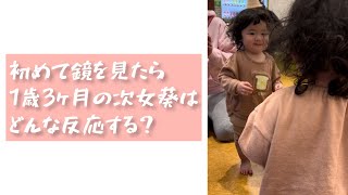 【初めての〇〇】初めて鏡を見たら1歳3ヶ月の次女葵はどんな反応する？#shorts