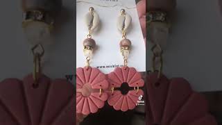 MICKLAT - Handmade polymer clay earrings with natural shells and crazy agate - Paisley