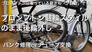 ブロンプトン駐輪スタイルで後輪外し