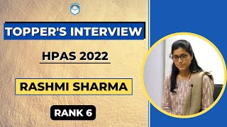 HPAS Topper's Interview 2022 | Rashmi Sharma | HPS Rank 6 |  |  Jokta Academy