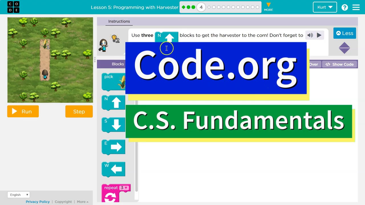 Programming With Harvester Lesson 5.4 Course B Code.org Tutorial With ...