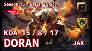 【KRサーバー/M1】T1 Doran ジャックス(Jax) VS グラガス(Gragas) TOP - Patch25.S1.1 KR Ranked【LoL】