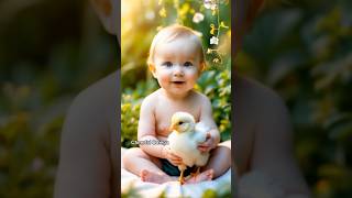 Cute baby with little chicken 🥰 #baby #babylove #babytiktok #chicken #cuteanimals #cute #love