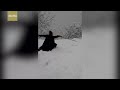 watch priest practices taoist kung fu amid heavy snow in wudang mountains