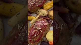 Easy peasy one pan mini meatloaves, baby potatoes and carrots. #mom #meatloaf #eatathome