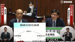 民進黨 張廖萬堅 質詢 蘇貞昌 #職棒 #運動產業發展條例 行政院長施政報告 20210316 院會 立法院演哪齣