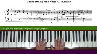 Gedike 50 Easy Piano Pieces Op. 46 No. 41 Invention Tutorial