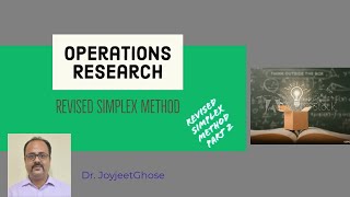 Operations Research, Revised Simplex Method, Lecture 4