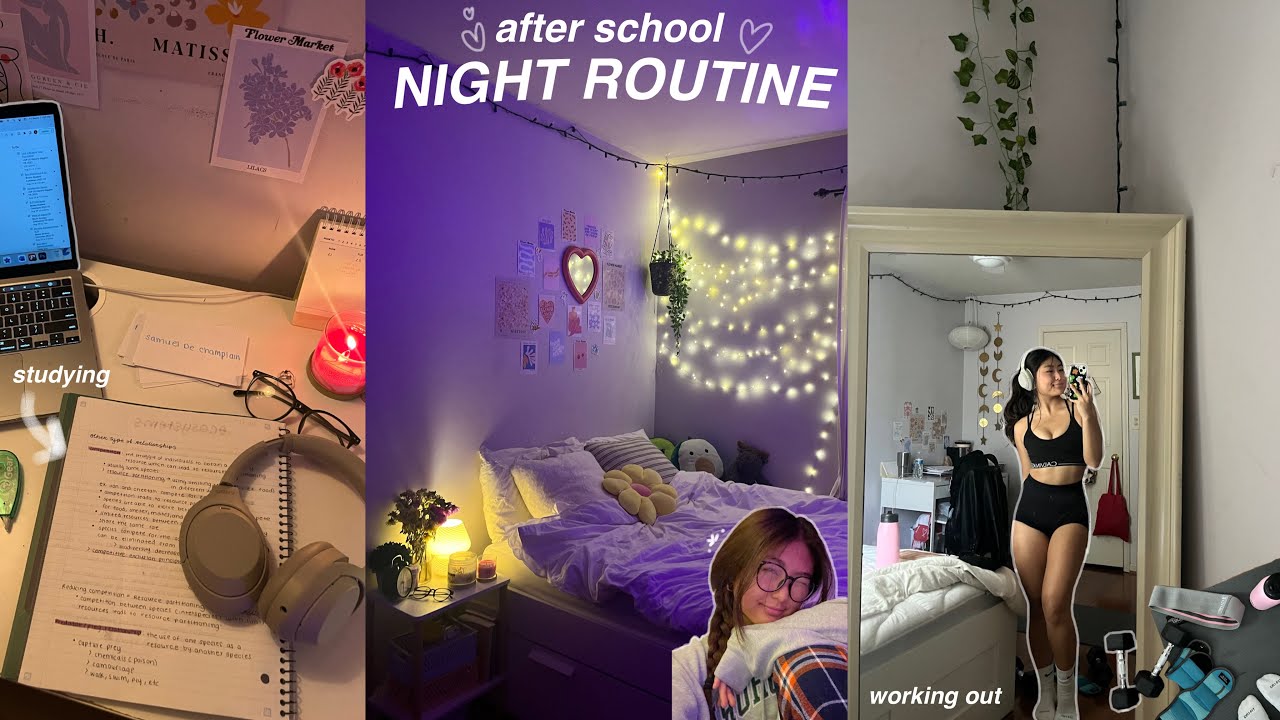 After School/night ROUTINE 🌙 Workout Routine, Doing Homework, Getting ...