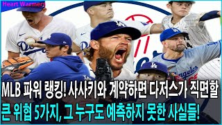 MLB 파워 랭킹! 사사키와 계약 후 다저스가 맞이할 예상 밖의 위협 TOP 5가지! 당신이 알지 못한 위험은?