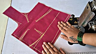 आसान तरीका 4 टकस् ब्लाउस कटिंग और सिलाई करने का || 40 Size Tucks Blouse #maaltisewingtutorial