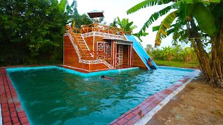 Build A House From Bamboo ,Beautiful Swimming Pool ,Modern Water Slides Will be The Most Attractive