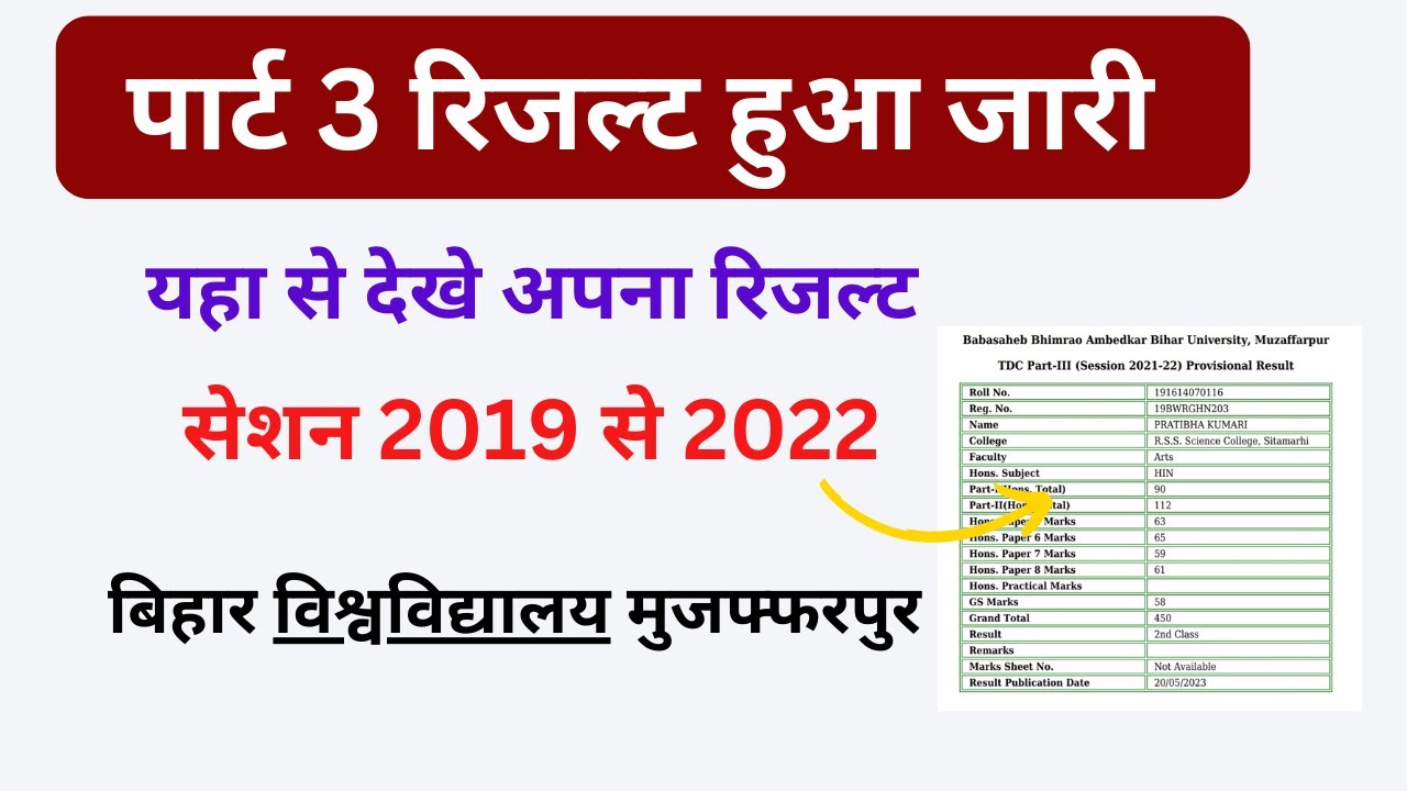 Ba Part 3 Ka Result Kaise Dekhen | Brabu Part 3 Result 2019-22,ba B.sc ...