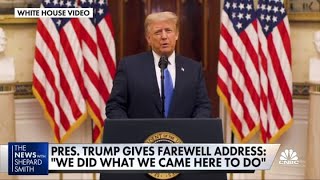 President Donald Trump gives his farewell address