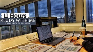 11 HOUR STUDY WITH ME at the LIBRARY | University of Glasgow,Background noise,10-min break, No Music
