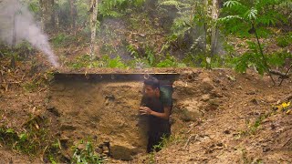 The secret bunker is built using bushcraft skills to survive in the wild