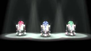 R2D2 dances to songs by Michael Jackson