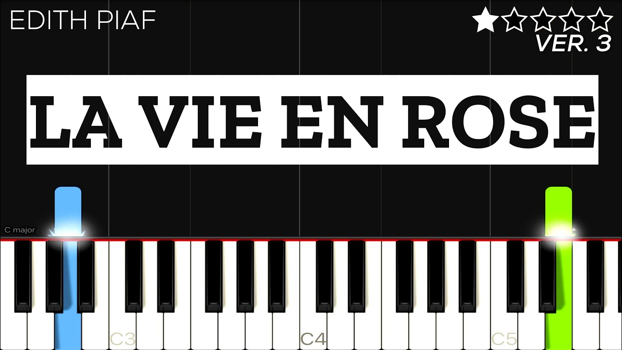 Edith Piaf La Vie En Rose Easy Piano Tutorial Youtube