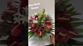 Basket Arrangement   #Anthurium, #tuberose, #basket, #flower, #floralarrangement, #homedecor, #round