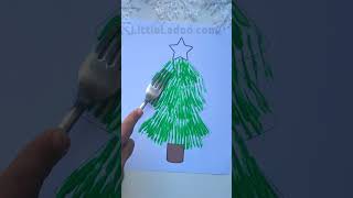 Fork Painted X mas tree Craft - Fork painting ideas