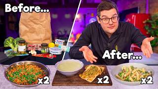 Chef vs Normals: GROCERY SHOP CHALLENGE | 3 Meals, 2 Portions, 1 Bag, 0 Waste